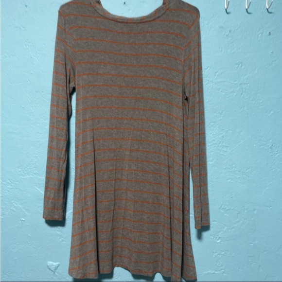 Matilda Jane Modal Swing Tunic Gray Orange Striped Windsong Flowy Womens Medium - Picture 6 of 6